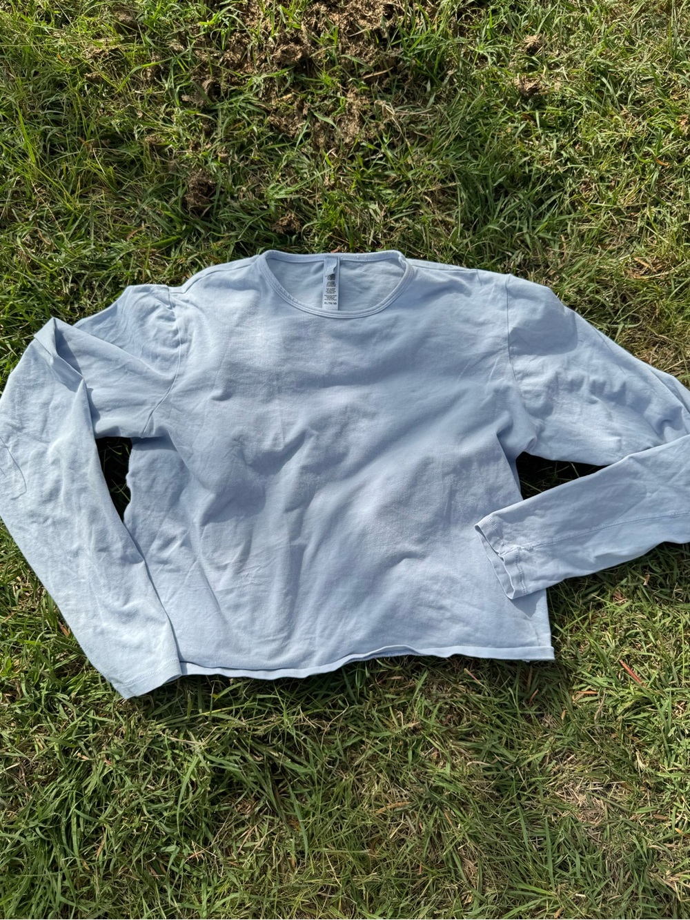 SKIMS Light Blue Long Sleeve Crop Top